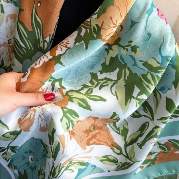 Floral Print scarf in Mint color A1580 - Picture 4 of 5